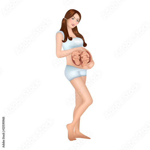 Pregnant woman with twins in her womb.