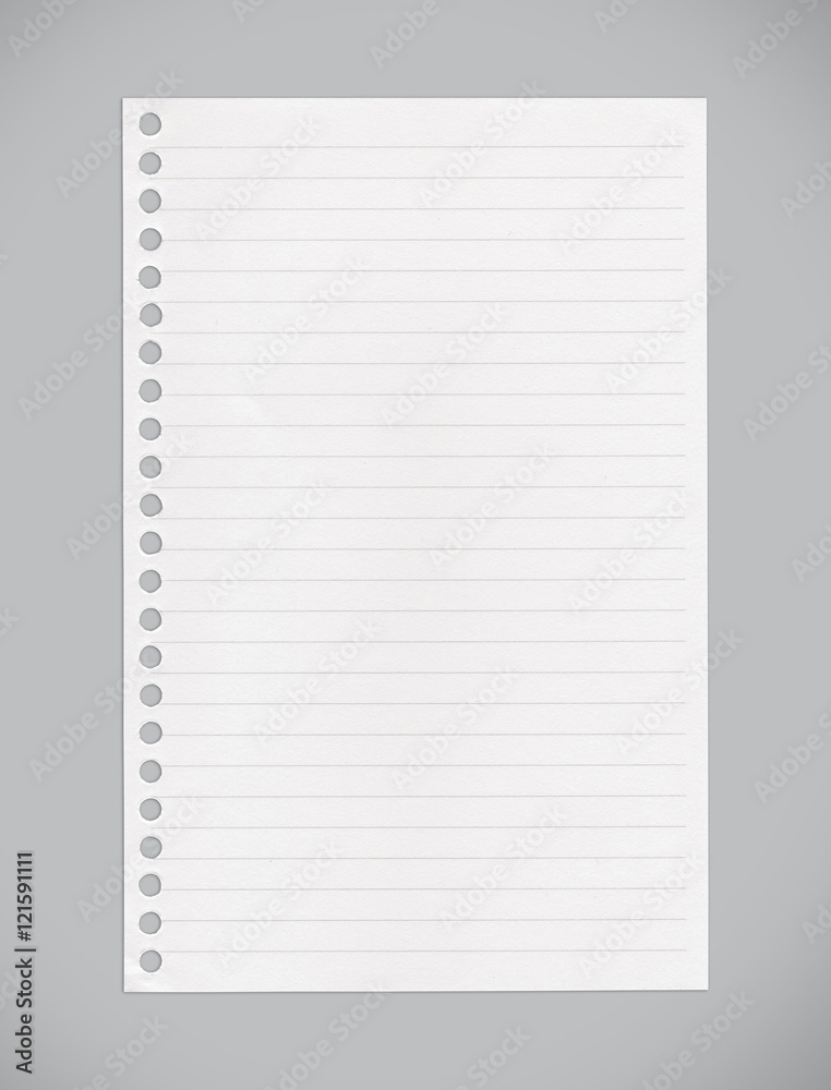 Lined notebook paper on gray background/clipping paths Lined notebook paper on gray background/clipping paths