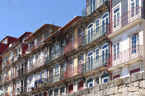 colorful houses along the Douro River in the city of Porto, Port