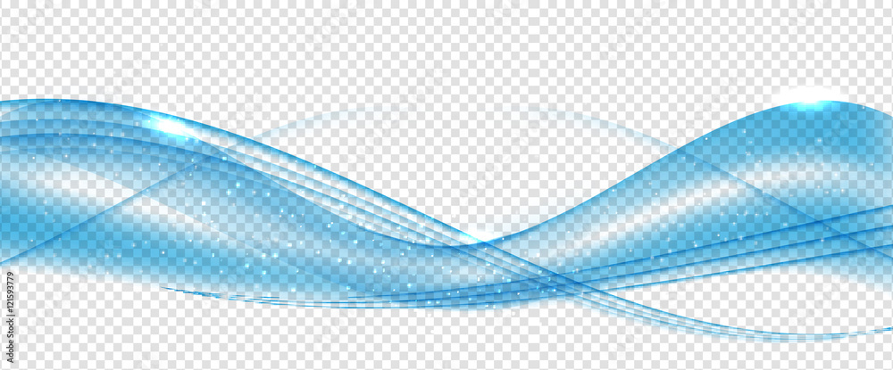 Abstract Blue Wave Set on Transparent Background. Vector Illustr Stock ...