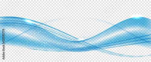 Abstract Blue Wave Set on Transparent Background. Vector Illustr