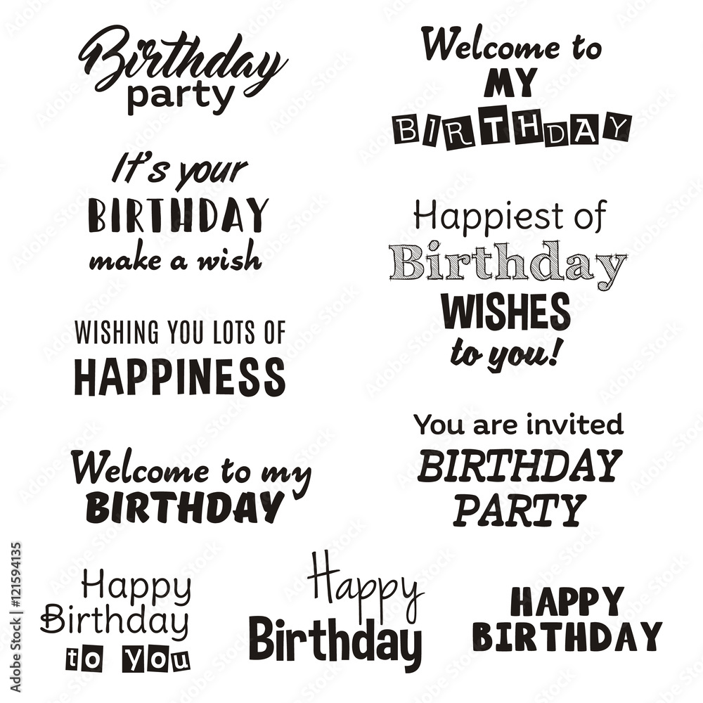 Happy birthday typography text isolated on white background