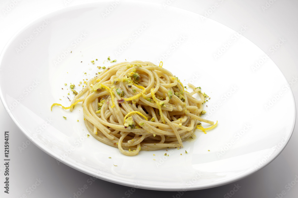 Spaghetti with salted anchovies and lemon pistachios Spaghetti with salted anchovies and lemon pistachios