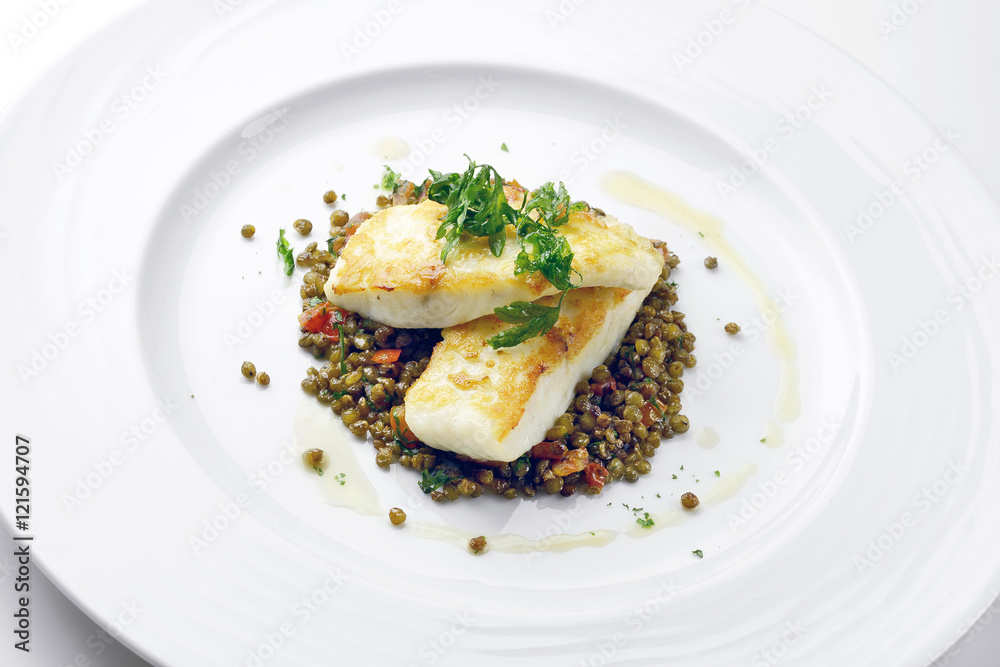 Turbot with crispy lentil Zollino
