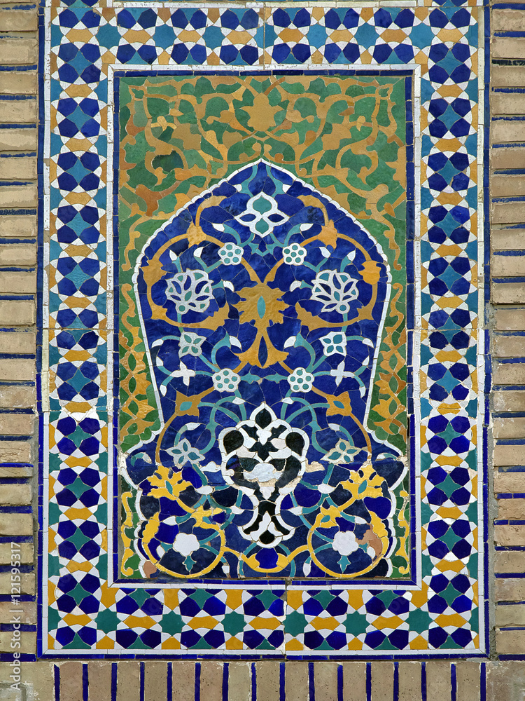 Old Eastern mosaic on the wall Uzbekistan
