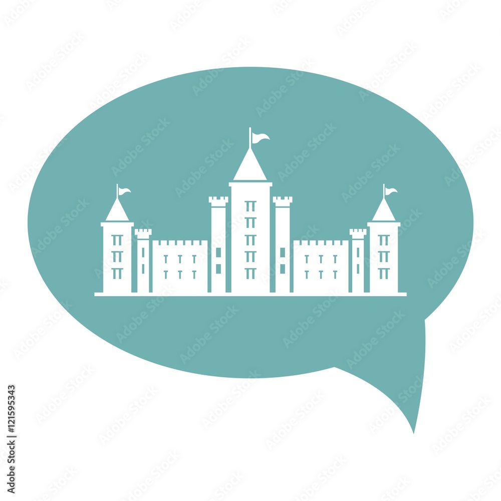 Castle with towers vector icon