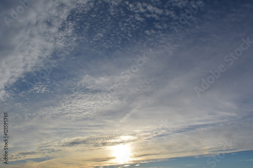 beautiful summer landscape: sunset on the sky with clouds