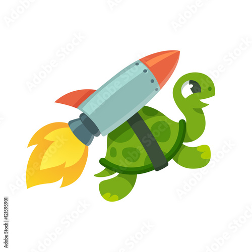 Funny rocket turtle illustration