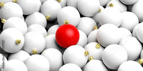 Red christmas ball on white balls background. 3d illustration