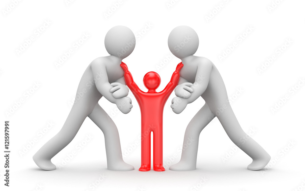 Intermediary in the conflict decision. 3d illustration Intermediary in the conflict decision. 3d illustration