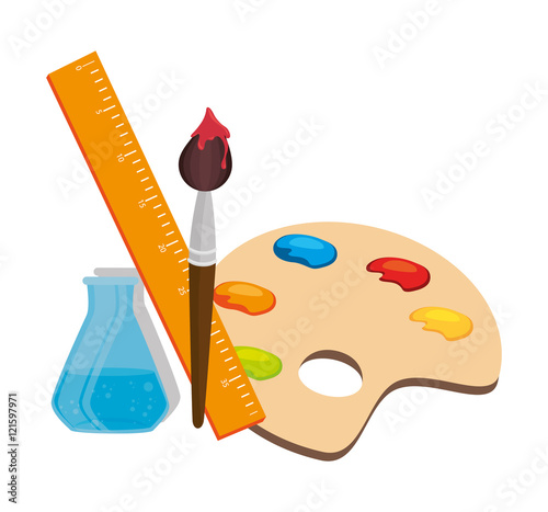 cartoon pallette paint color brush isolated graphic vector illustration eps 10