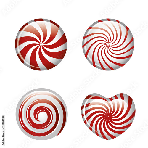set candies spiral red graphic isolated vector illustration eps 10