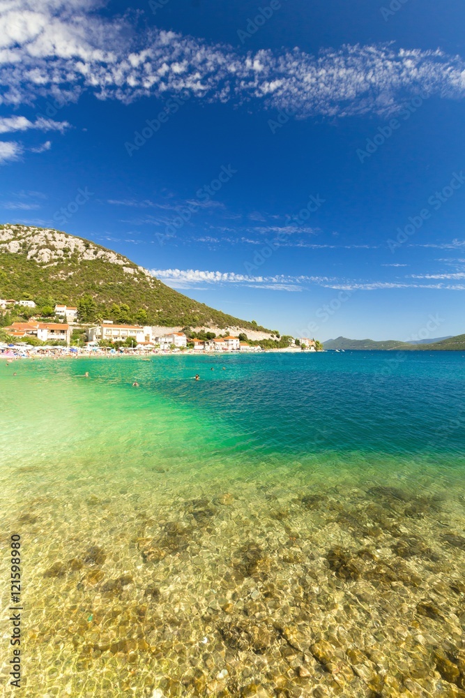 Holiday landscape, View of blue Adriatic sea coast on summer day