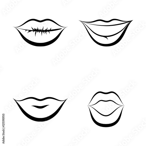 lips set isolated on white
