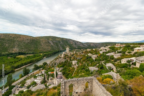 Outstanding panorama of Pocitelj old town, Bosnia and Herzegovina