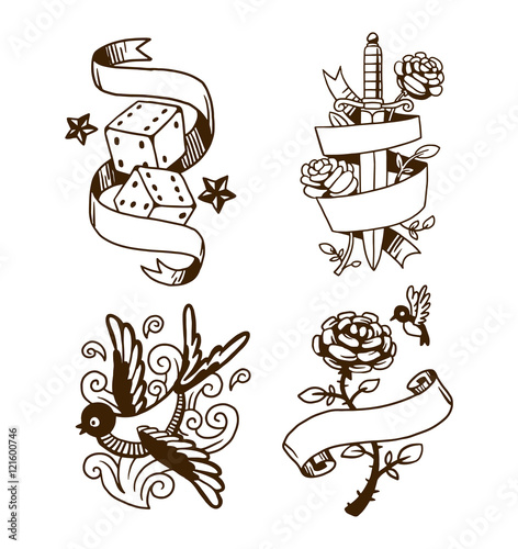 Old vintage tattoo vector illustration