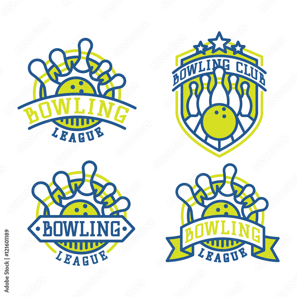 Vector bowling logo emblems.
