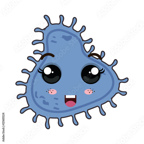germ bacteria. kawaii cartoon with happy expression face. vector illustration