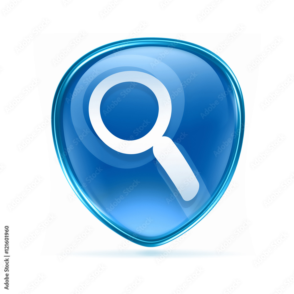 search and magnifier icon blue, isolated on white background. search and magnifier icon blue, isolated on white background.