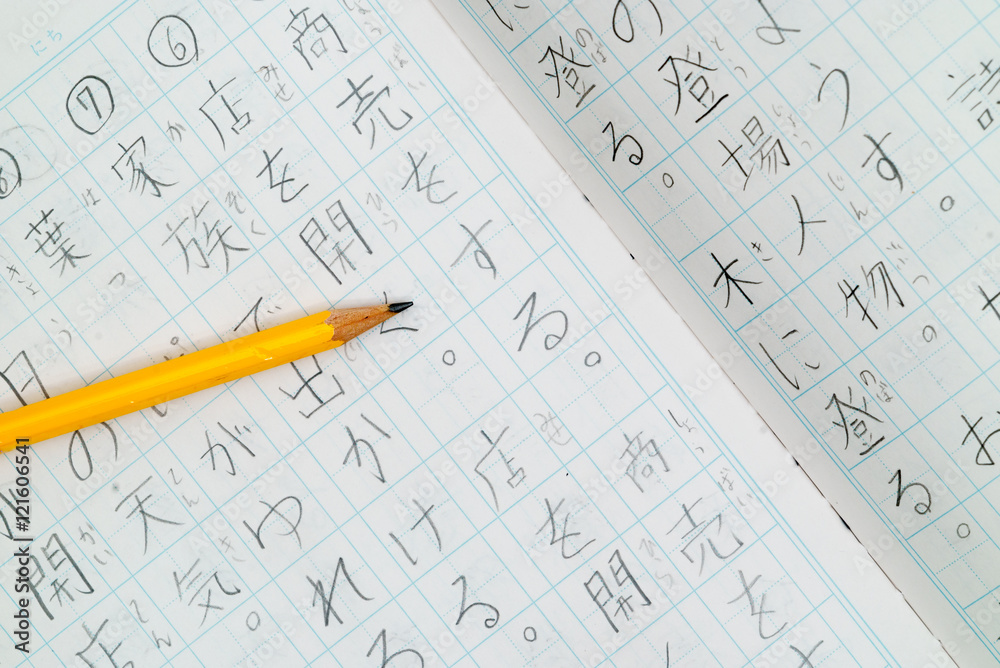 日本語 ノート 勉強 漢字 国語 算数 学習 宿題 鉛筆 小学校 学校 白 鉛筆 書かれた 書く 文字 黒 教育 子供 小学生 手書き 書 教室 えんぴつ エンピツ 授業 文具 紙 事務用品 メモ ひらがな カタカナ Stock Photo Adobe Stock