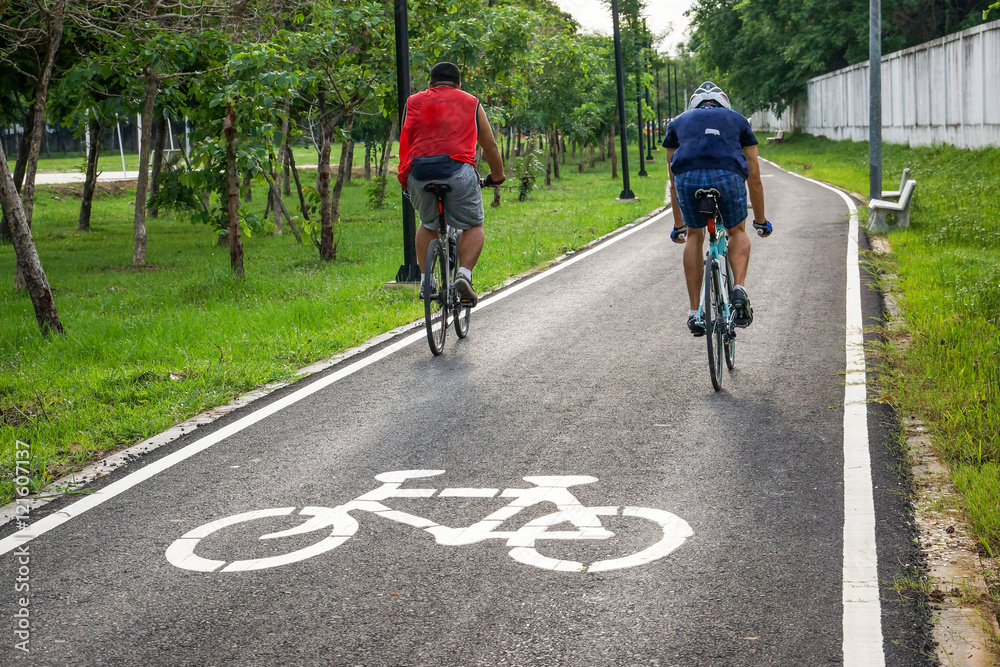 A bike lane for cyclist. Bicycle lane in the park A bike lane for cyclist. Bicycle lane in the park