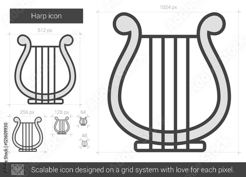 Harp line icon.