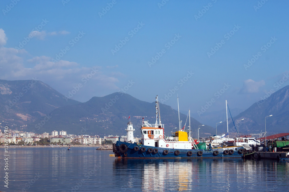 Autumn view of the harbor in Alanya. Turkey.
