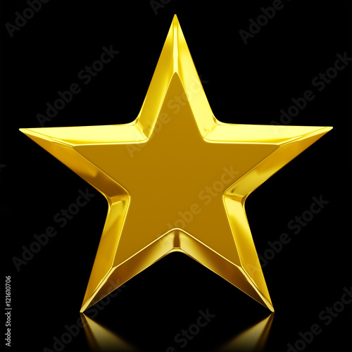 Shiny golden star - 3d rendering