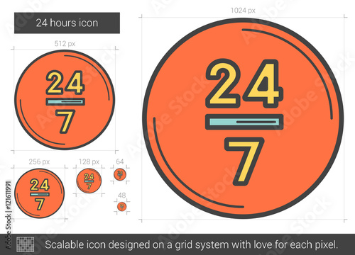 Twenty four hours line icon.