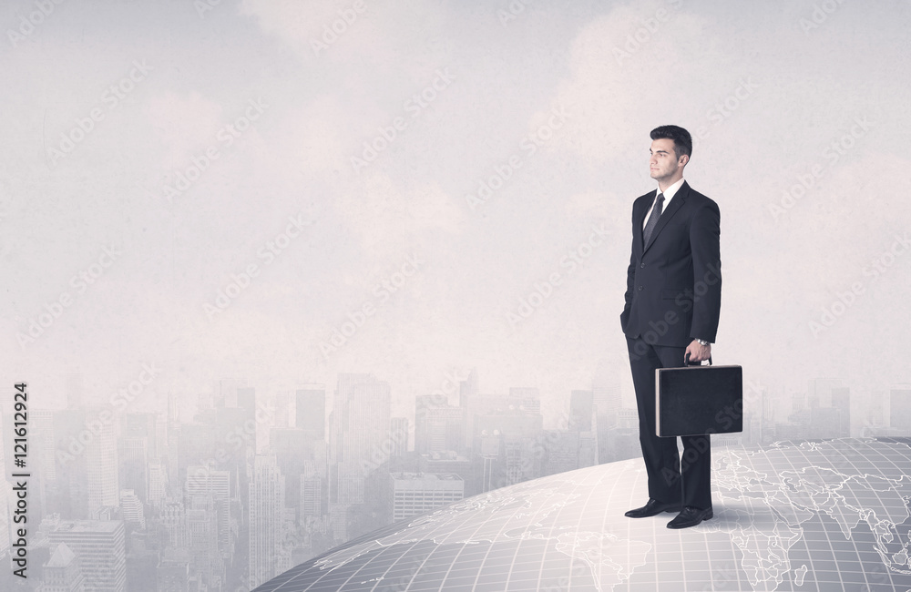 man standing in front of city landscape man standing in front of city landscape