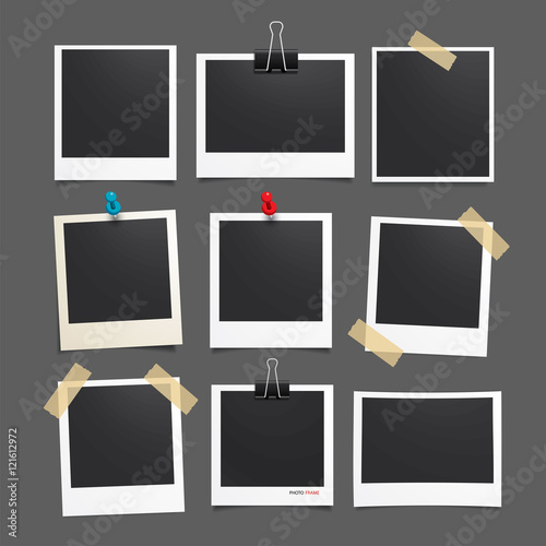 Vector photo frame.Set of realistic paper photograph.