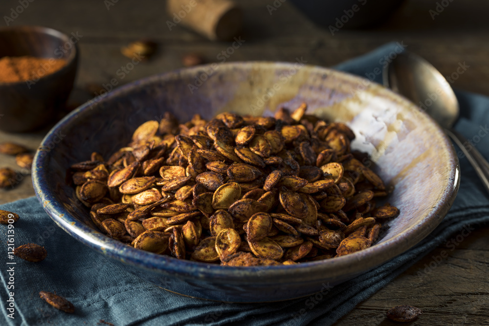 Obraz premium Homemade Roasted Spicy Pumpkin Seeds