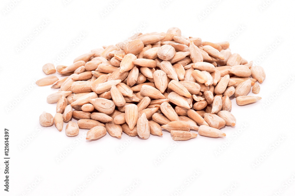 Sunflower seeds without shell isolated on white Sunflower seeds without shell isolated on white