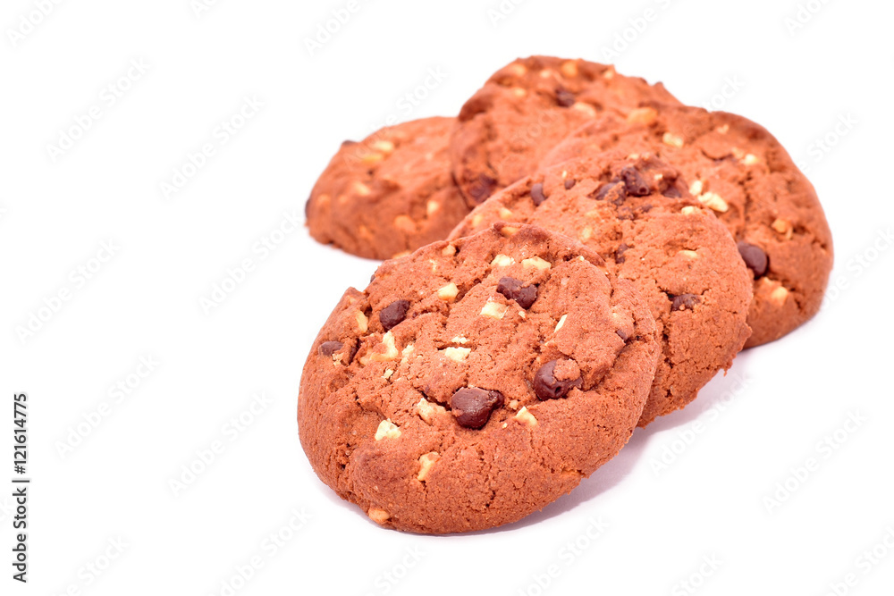 Biscuits with chocolate isolated on white Biscuits with chocolate isolated on white