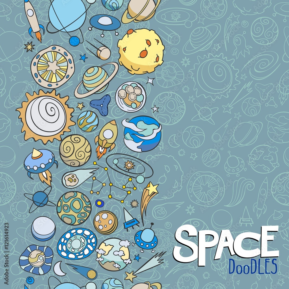 Naklejka premium space objects doodles
