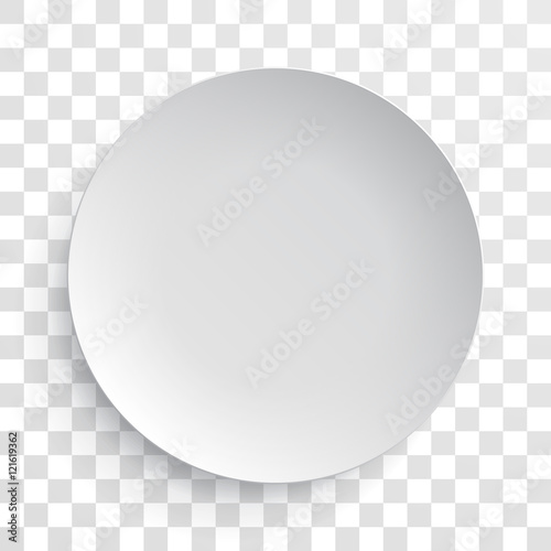Fotografiet Empty white dish plate isolated 3d mockup model