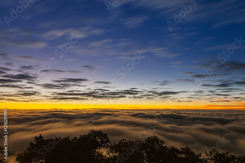 Sun and cloud at sunrise time at Doi Luang Chiang Dao, Chiang Mai