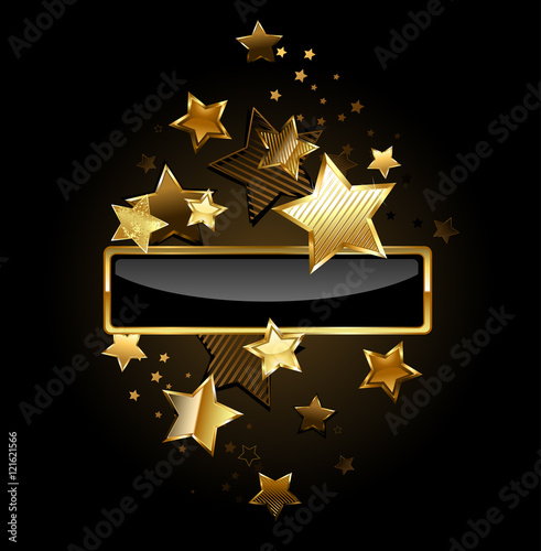 Rectangular banner with gold stars