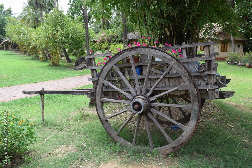 vehicle for decorating in landscaping park