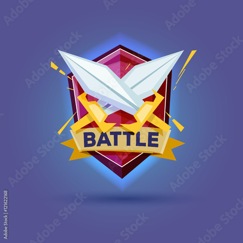 cross sword with shield. Knight's Equipment. battle concept - ve