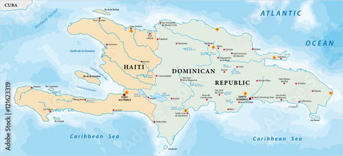 map of the Caribbean island of Hispaniola
