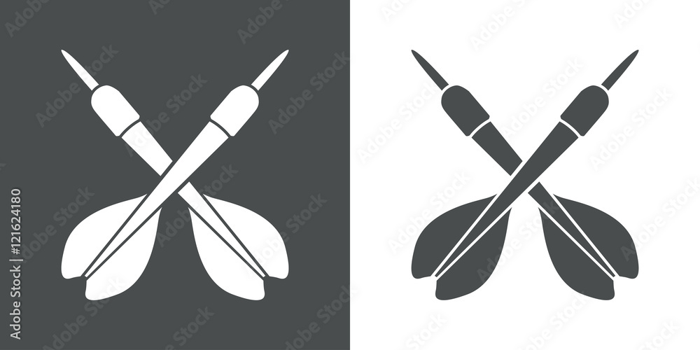 Icono plano dardos cruzados gris