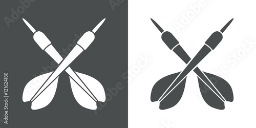 Icono plano dardos cruzados gris