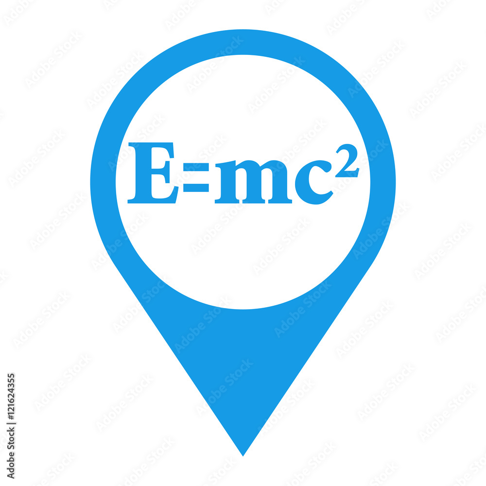 Icono plano localizacion formula E=mc2 azul Icono plano localizacion formula E=mc2 azul