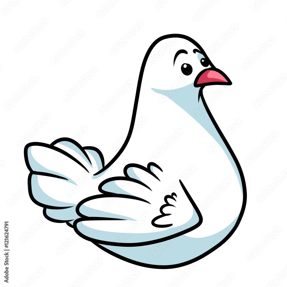White dove cartoon illustration isolated image animal character Stock  Illustration | Adobe Stock