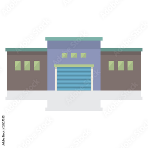 Single Factory Building On White Background Vector Illustration