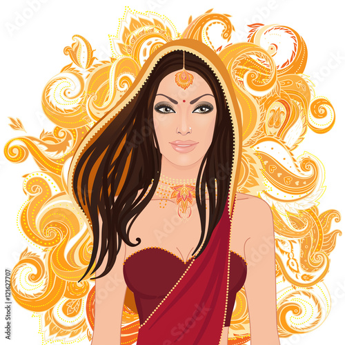 Beautiful indian woman wearing bridal outfit