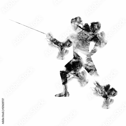 Fencing Player for Sports Concept. Vector abstract Illustration.
