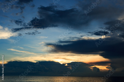 Dramatic sunset in the sea