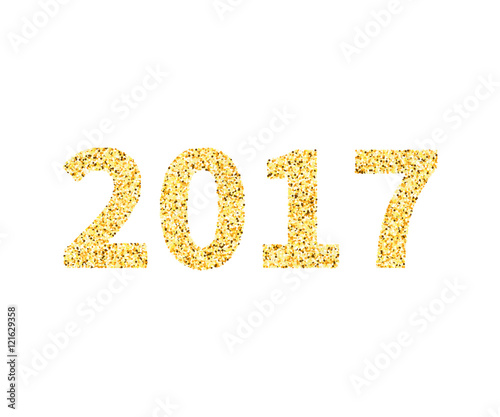 2017 type in Golden glitterstyle, template for banner, card, pos